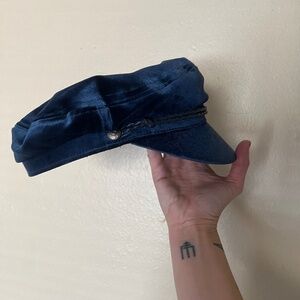 Dark Blue Velvet Brixton Fishman Cap